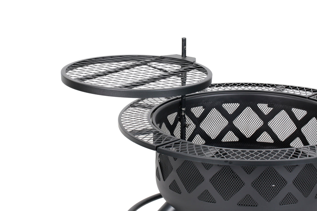 HEATMAXX 32” Outdoor Wood Fire Pit with Grill