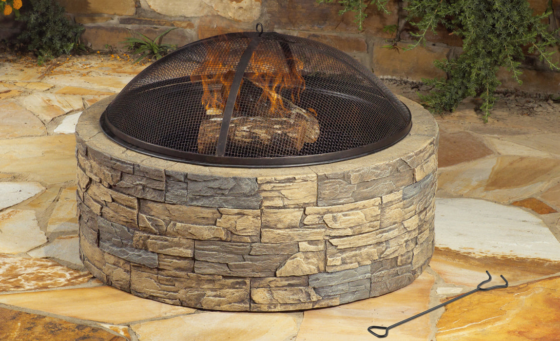 HEATMAXX 35” Outdoor Cast Stone Fire Pit