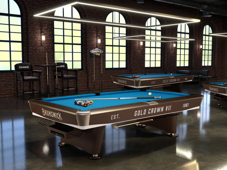 Gold Crown VII 9' Pool Table - Classic Brown