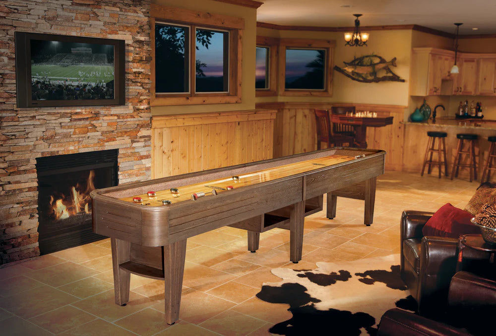 Brunswick Andover II 14' Shuffleboard Table - Rustic Dark Brown Brunswick Andover II 14' Shuffleboard Table - Rustic Dark Brown