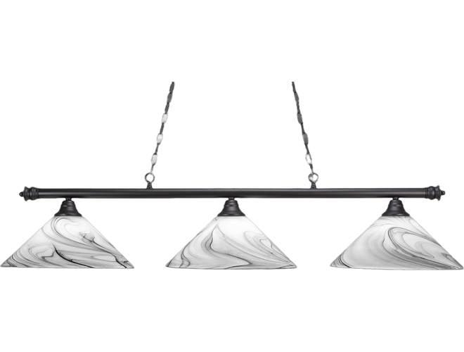 Toltec Lighting Oxford 3-Light Bar with Onyx Swirl Glass Shades - Pooltables.com